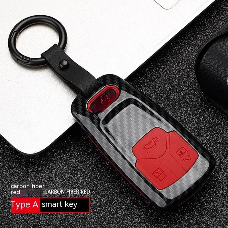 Automotive Carbon Fiber Silicone Key Cover Case Buckle