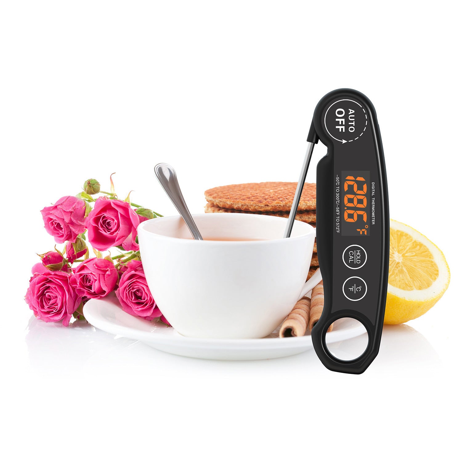 Folding Food Barbecue Meat Thermometer LED Display