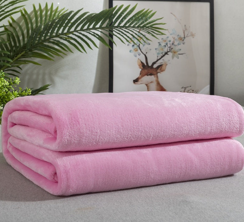 Solid Color Flannel Blanket Summer Air-conditioning Blanket Office Nap Blanket