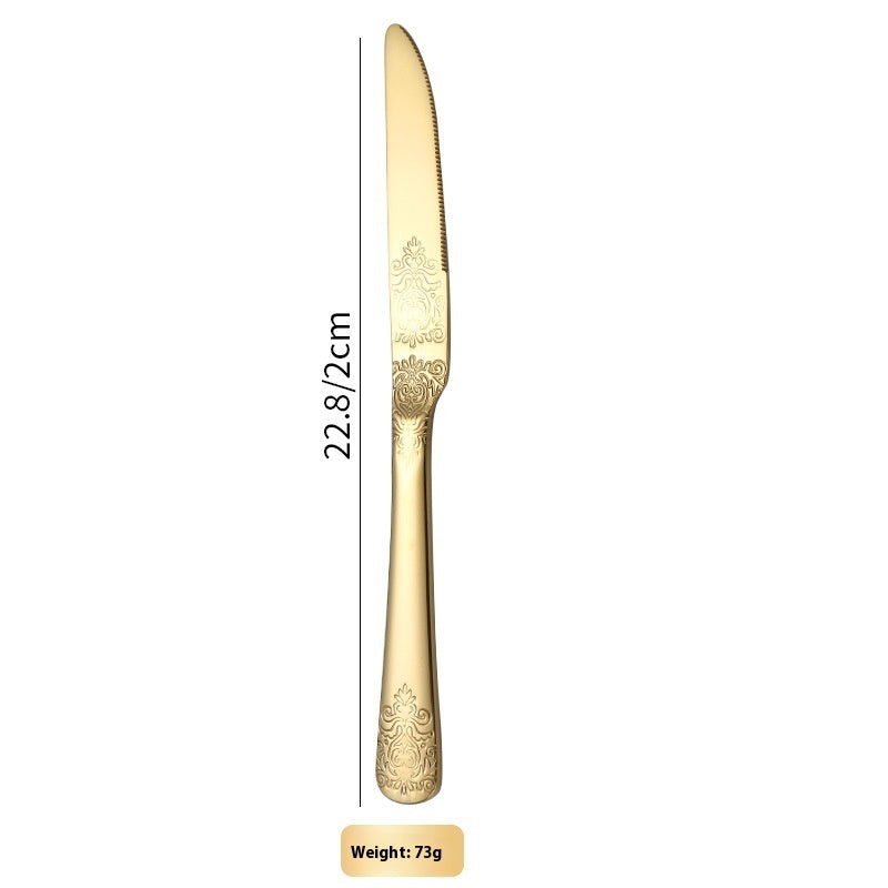 Stainless Steel Cutlery Knife Spoon Fork Vintage Gold-plated Western Restaurant Steak Suit
