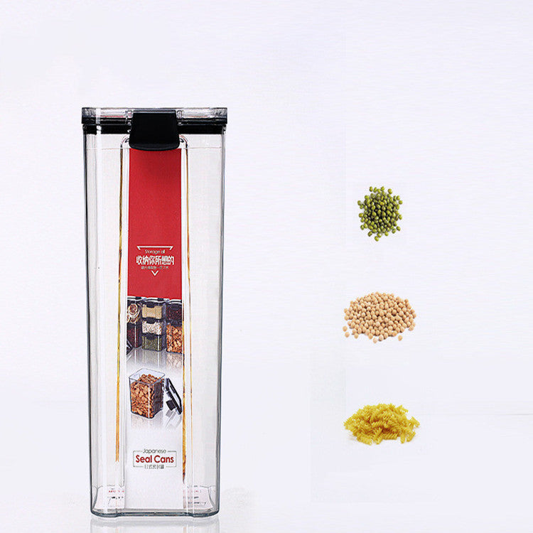 Bocaux de cuisine carrés transparents en plastique avec couvercle, boîte de rangement pour céréales