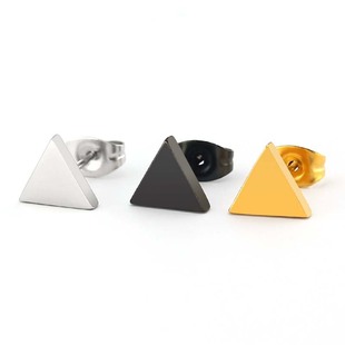 Korean Style Quadrangle Geometric Ear Studs Earrings Positive Edge Titanium Steel Stainless Steel Anti-allergy Fashion Classic Earrings For Men And Women