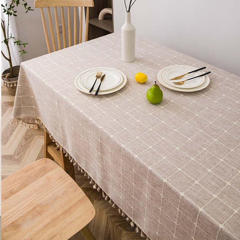 Waterproof And Oil-proof Cotton Linen Fabric Rectangular Modern Minimalist Tablecloth