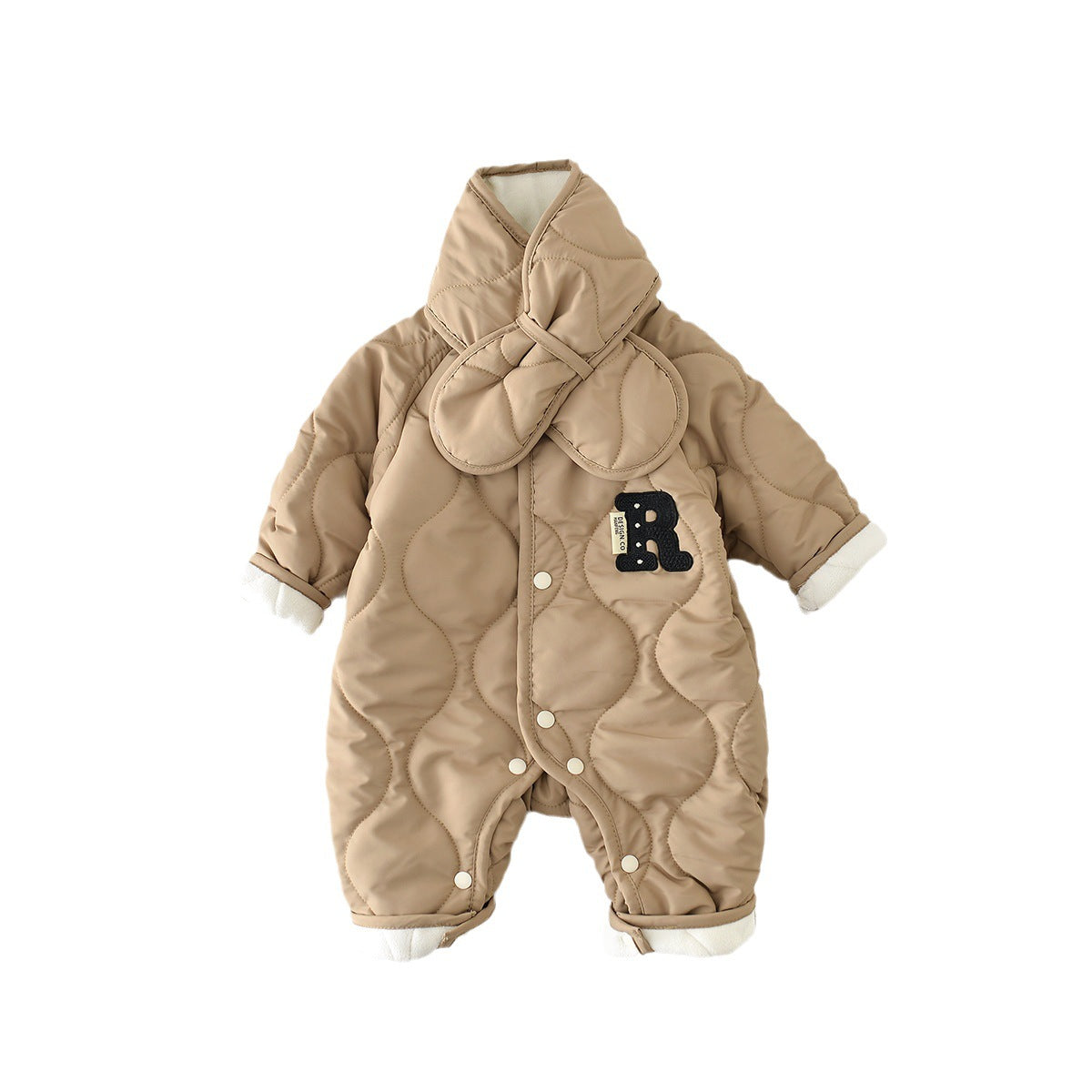 Autumn And Winter Quilted Cotton Fleece-lined Warm Baby Jumpsuit