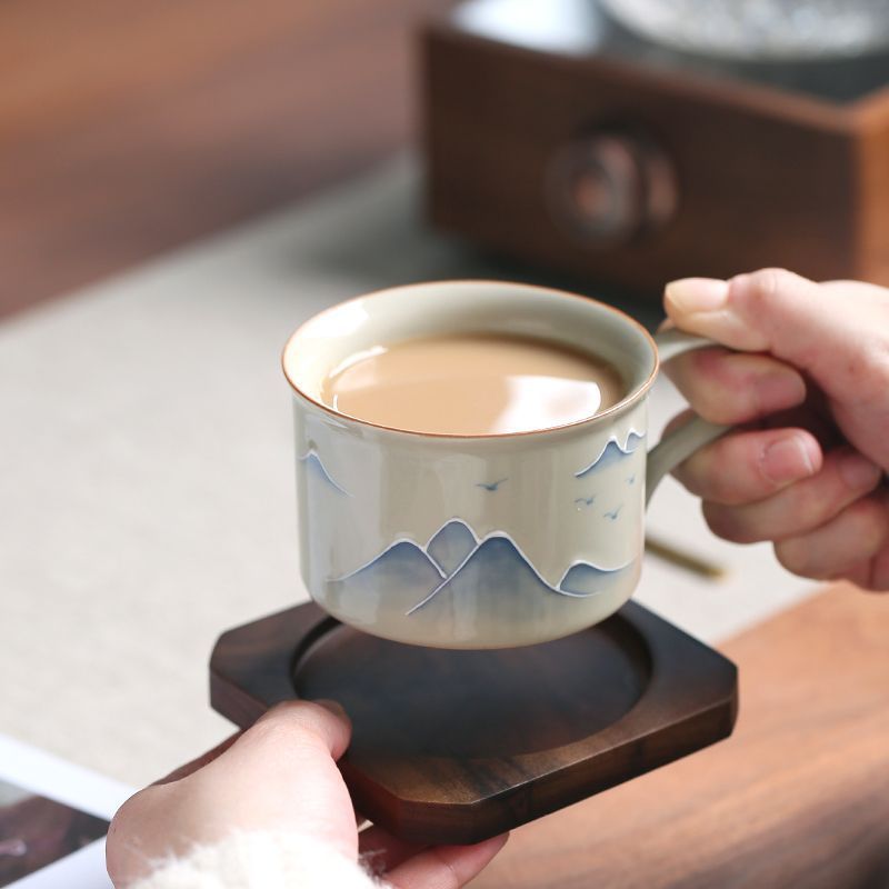 Hand Painted Landscape Coffee Cup Underglaze Household Mug