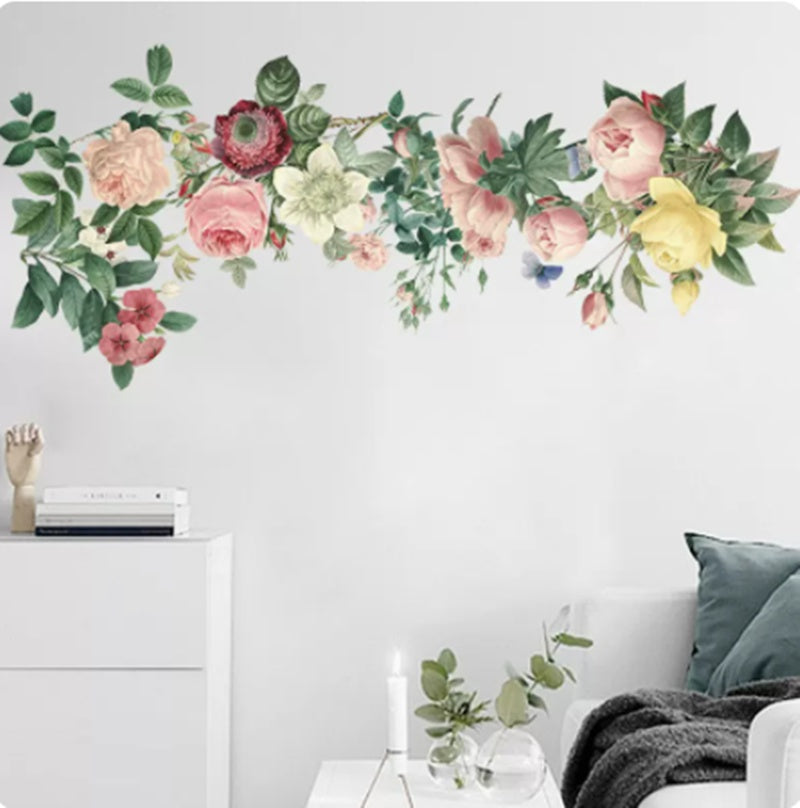 Chinese Room Decoration Flower Decal Wallpaper Self-adhesive