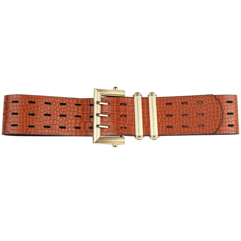Ceinture de costume Rétro Boucle à trois broches Motif serpent Cuir Simple Avec robe pull Taille
