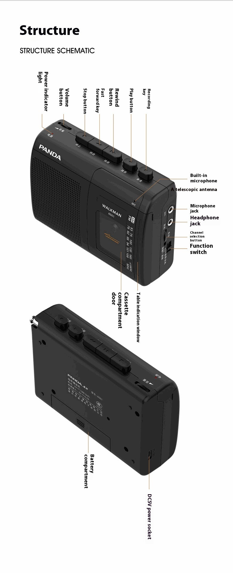 6501 Tape Walkman Recording And Playing FM Radio