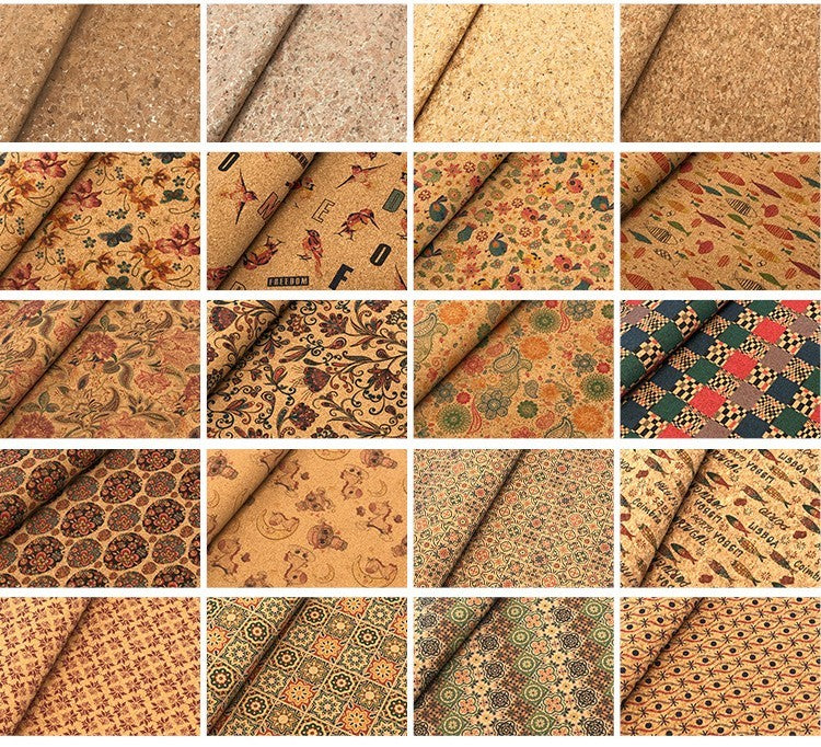 Cork Cloth Leaf Print Wallpaper Oak Bark Luggage Fabric