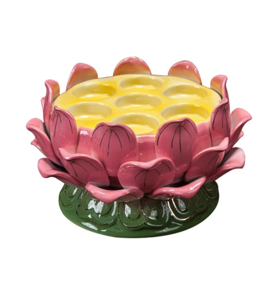 Porte-bougie Lotus Beurre Lampe Support Photophore Vase Dharma Objet Dharma Céramique Couleur