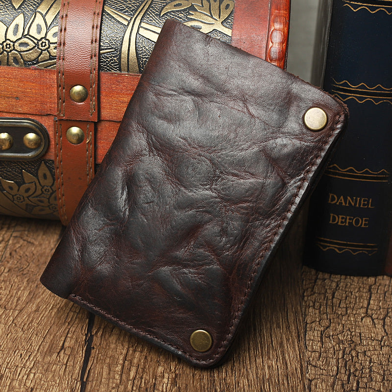 Sac à main vertical en cuir plissé pour homme, petit portefeuille zippé en cuir de vachette première couche