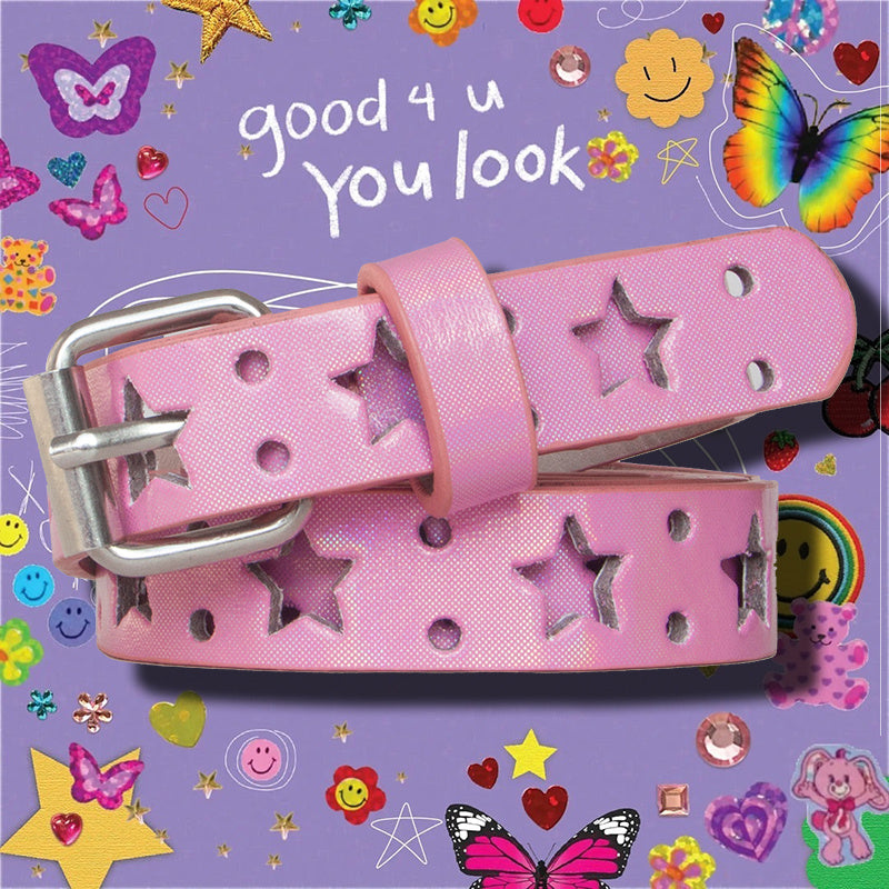 Ceinture en forme de cœur évidé à étoile à cinq branches couleur bonbon