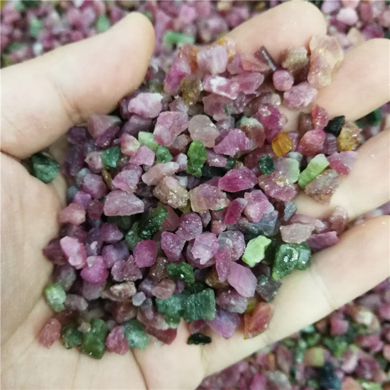 Natural Red And Green Tourmaline Crushed Stone