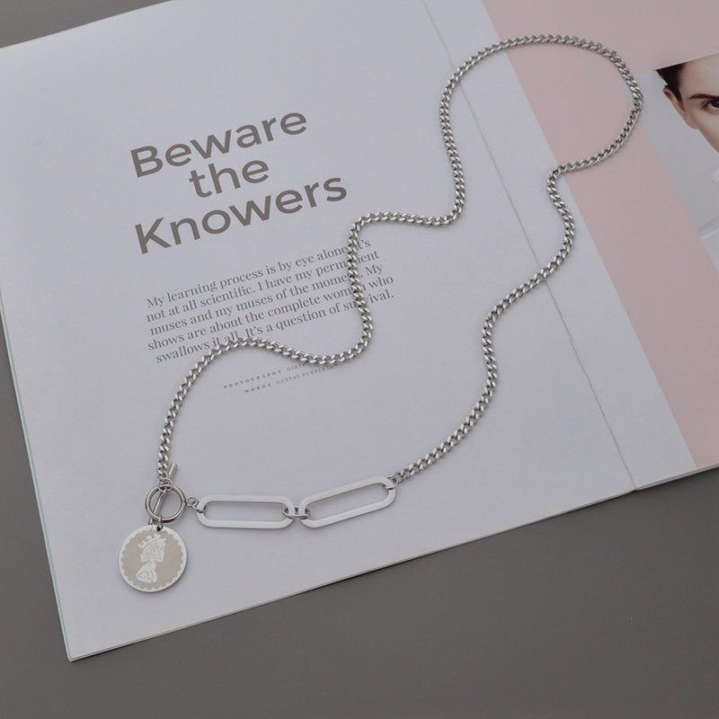 Stitching OT Buckle Clavicle Chain Net Red Tide Pendant