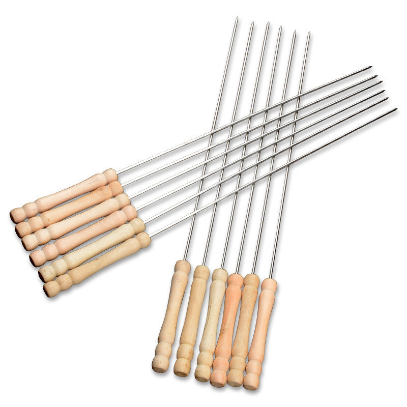 Stainless Steel Barbecue Skewers With Wooden Handles