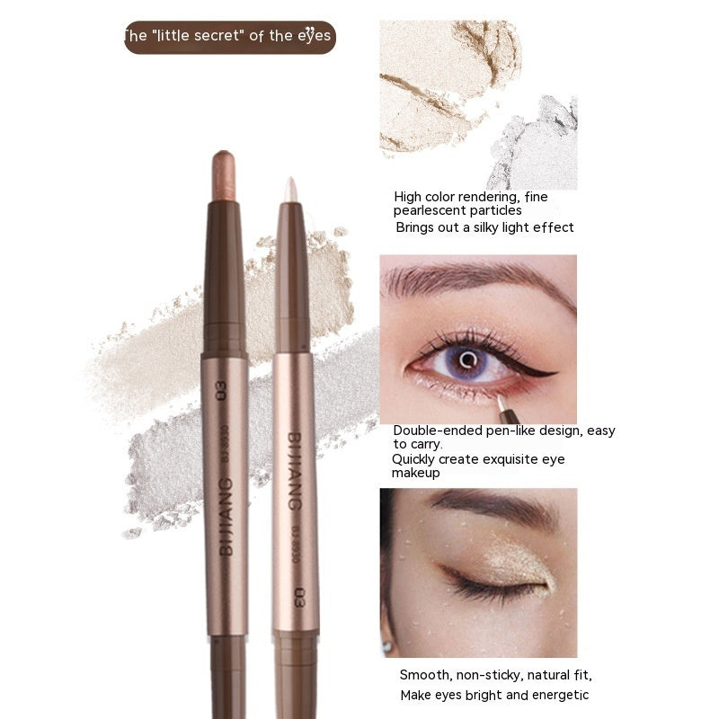 Waterproof Not Smudge Double-headed High-gloss Pearlescent White Champagne Gold Eyeliner Pen