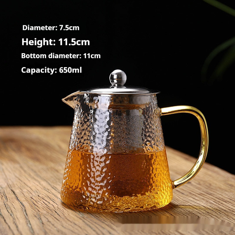 Théière en Verre Ultra Épais Infuseur à Thé Grande Taille Transparent Filtre en Acier Inoxydable Fleurs et Plantes Résistantes à la Chaleur