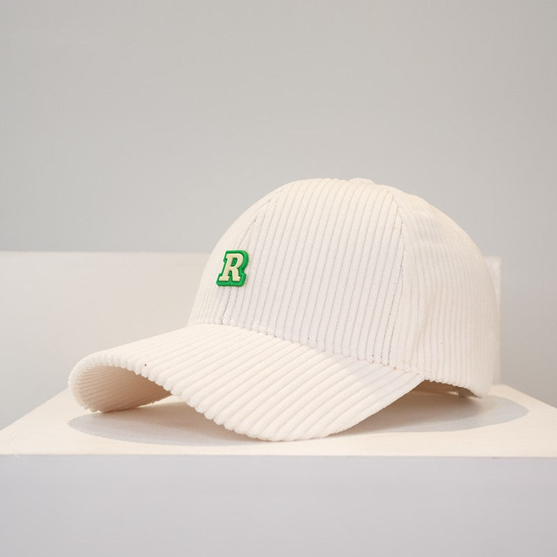 Women's Corduroy R Letter Baseball Cap Hat