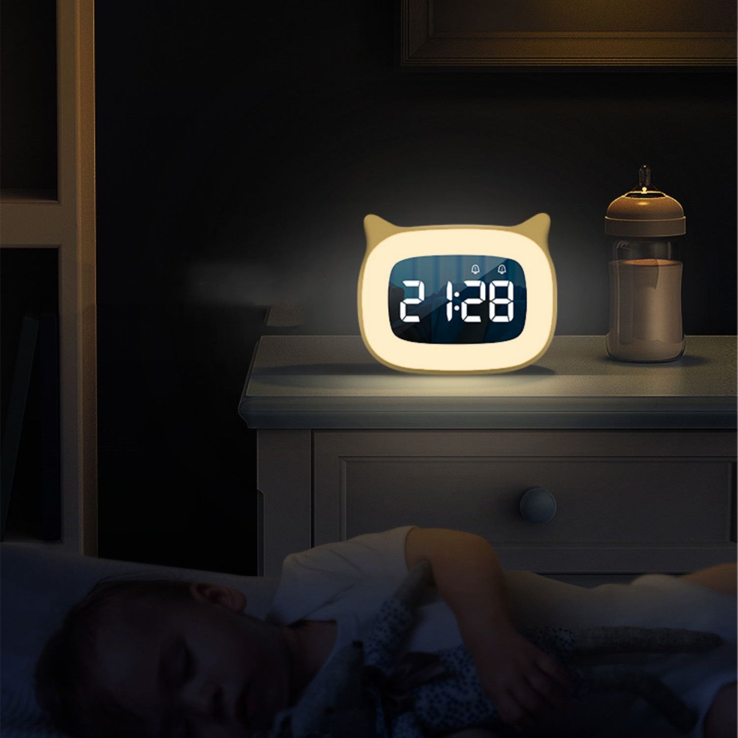 Large Volume Double Alarm Clock Bedside Ambience Light