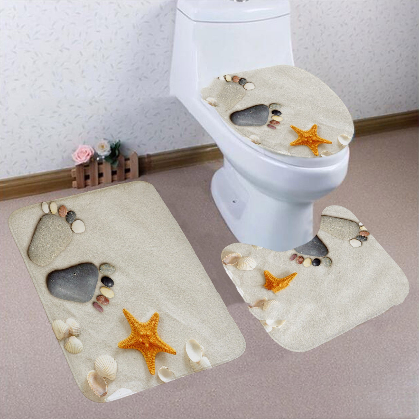 Polyester Digital Printing Shower Curtain Floor Mat
