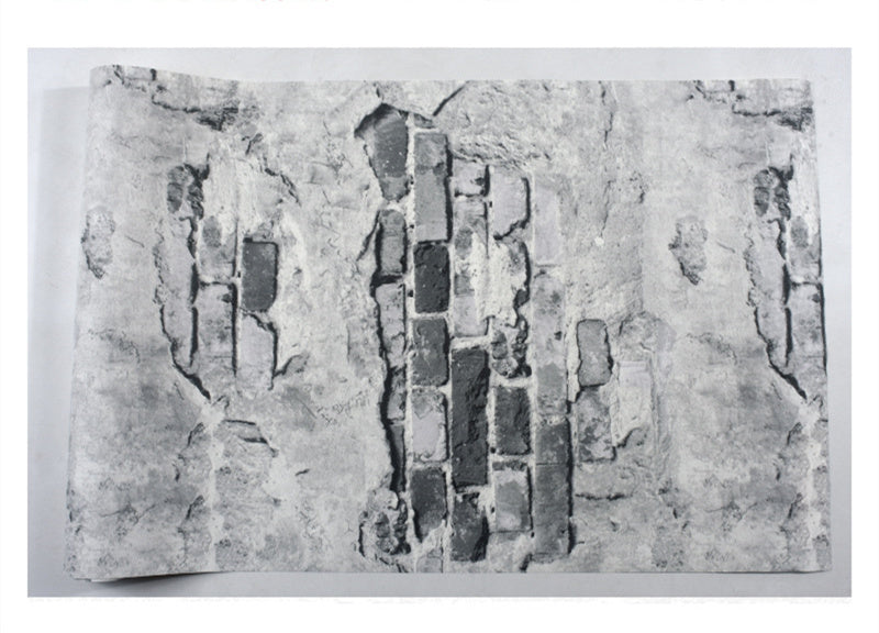 Retro Nostalgic Grey Cement Brick Wall Background Wall Wallpaper