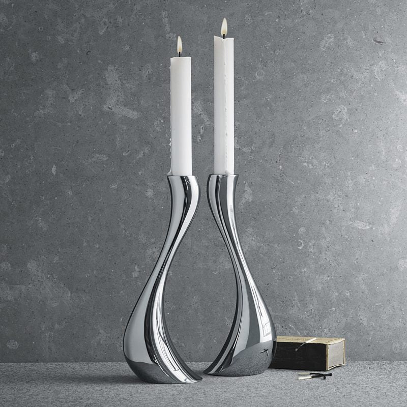 American Graceful Curve Swan Ceramic Silver Plated Candle Holder