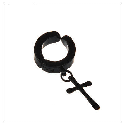 Tassel Black Earrings Without Pierced Cross Wolf Men And Women Tide Earrings