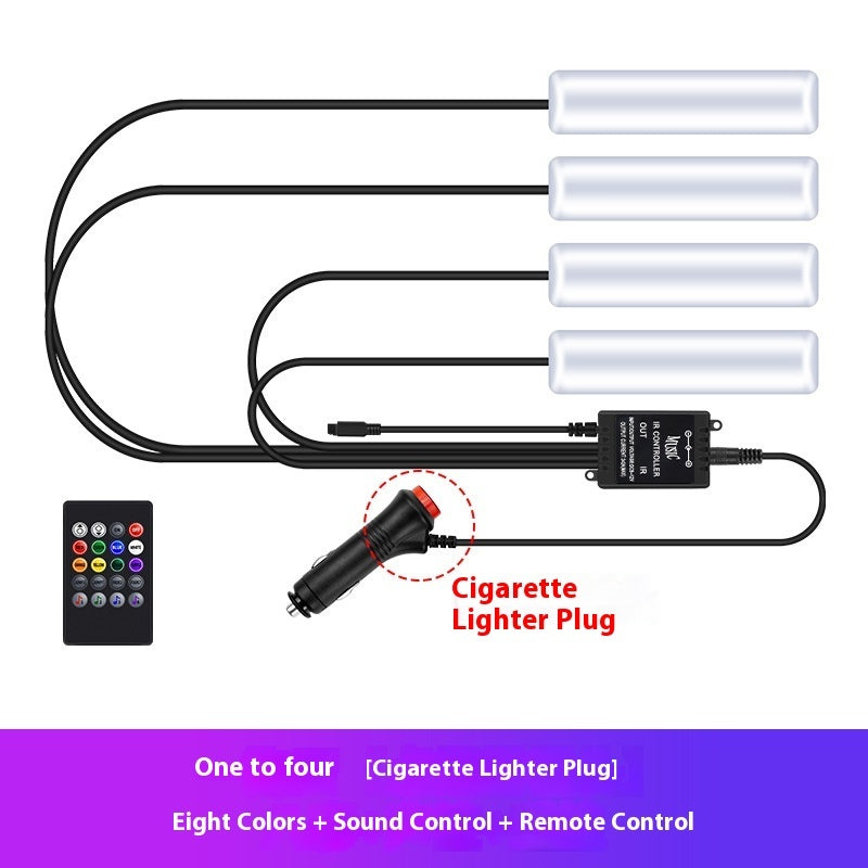 Car Atmosphere Light Car Interior No Modification Eight-color Atmosphere Light Car Foot Light