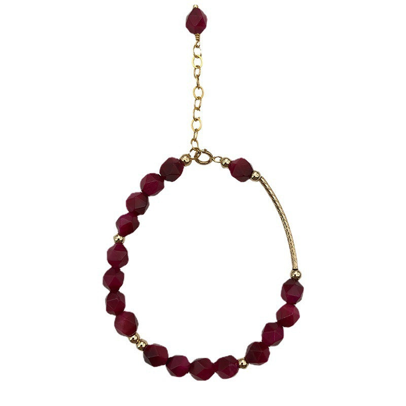Bracelet en œil de tigre taillé géométrique