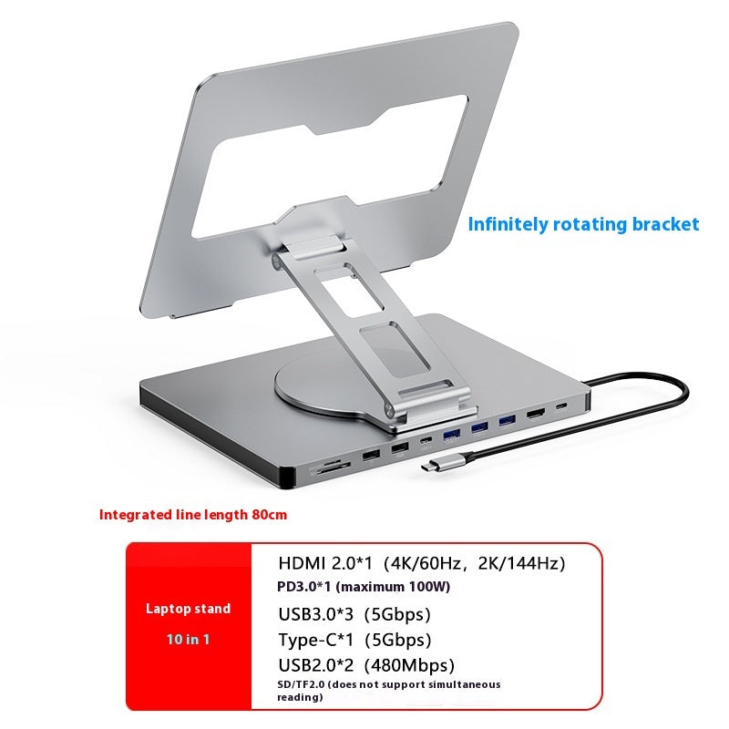 Support pour ordinateur portable pliable rotatif étendu Type-C