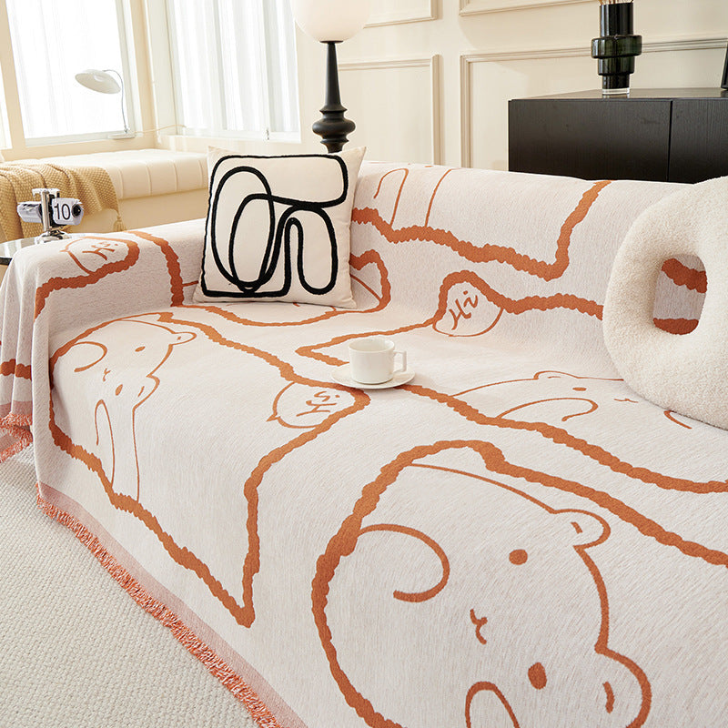 Cartoon Cute Bear Sofa Cover Cloth Anti-scratching