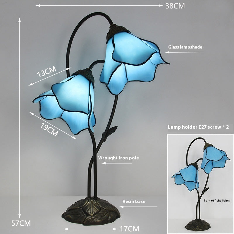 Retro American Desk Luxury Classical Sofa Tea Art Glass Table Lamp