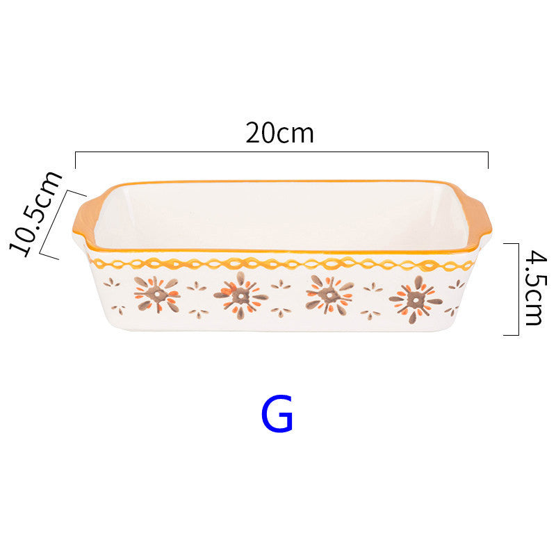 European Creative Binaural Baking Pan Ceramic Baking Oven Oval Baked Rice Pan