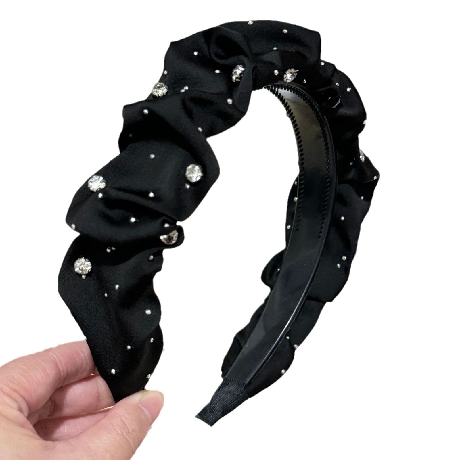 Headband High Skull Top Retro Black Full Diamond Broken Hair