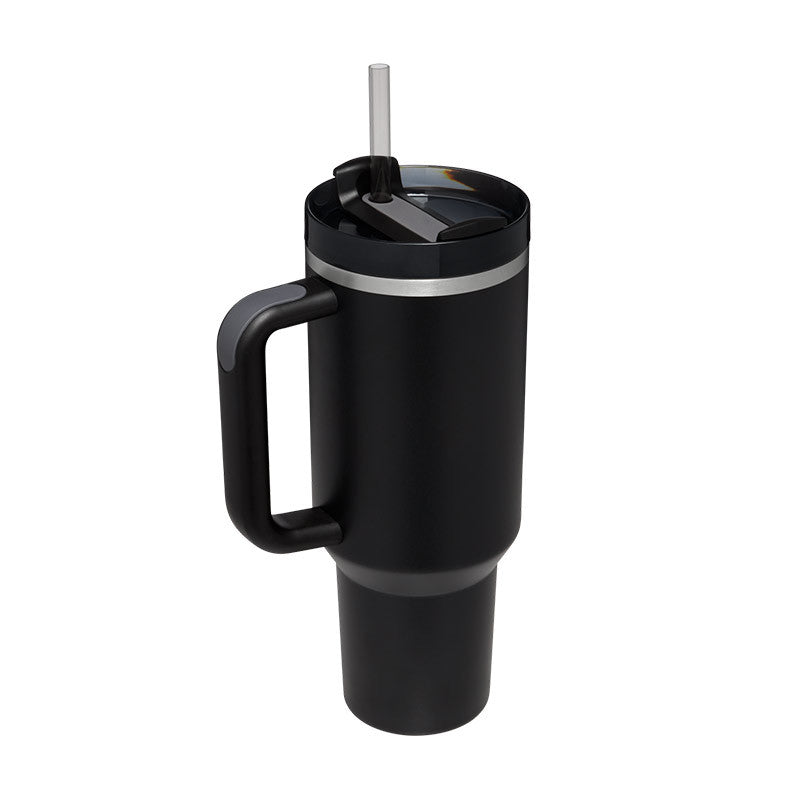 Gobelet isotherme 1,2 L avec poignée et paille, en acier inoxydable, anti-déversement, tasse à café isotherme sous vide avec couvercle, mug conique, cadeaux pour la Saint-Valentin, convient pour la voiture, la salle de sport, le bureau, les voyages