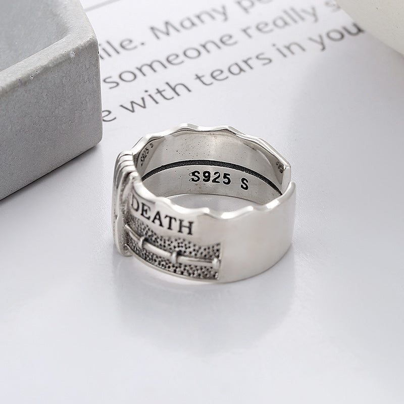 Bague Rétro Vieillie en Argent Sterling S925