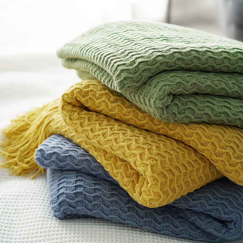 Solid Color Knitted Decorative Blanket Simple Sofa Blanket