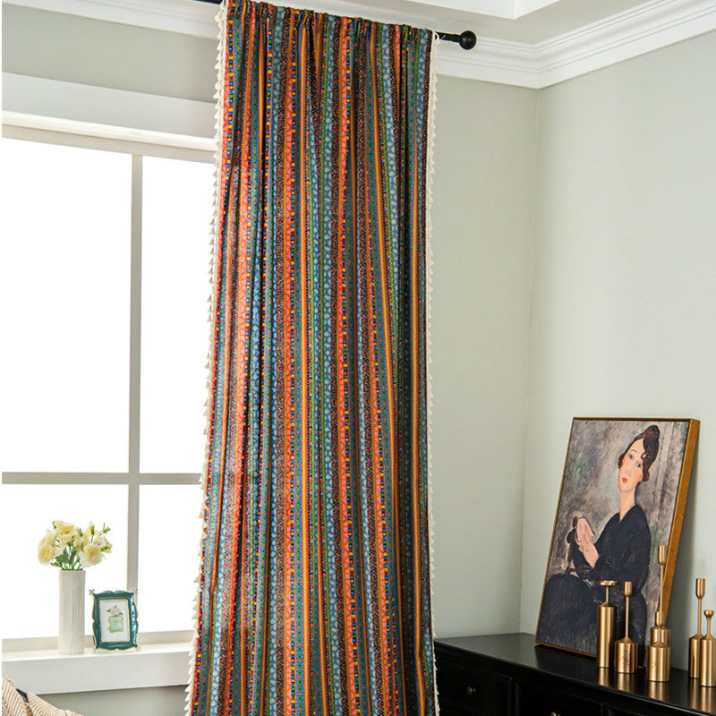 Simia Bedroom Curtain Cotton And Linen Tassels