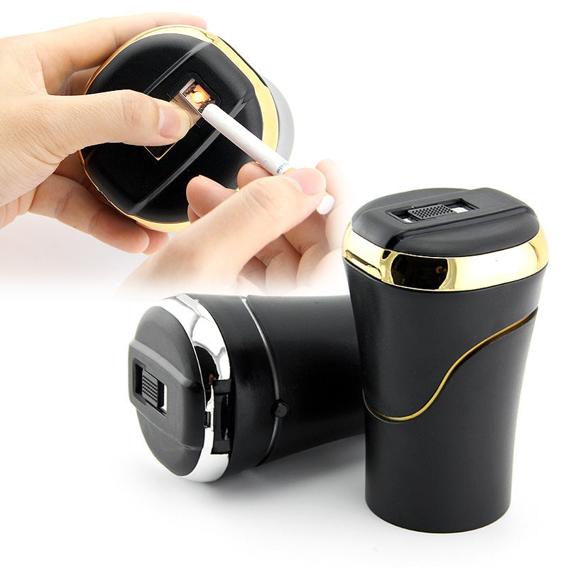 Accessoires de briquet push-pull Cendrier de voiture rechargeable par USB sans fumée et détachable Portable pour la maison Anti-odeur avec couvercle et lumière LED bleue