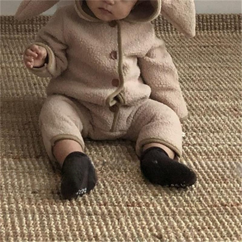 Cute Rabbit Ears Lamb Hair Hooded Outdoor Climbing Suit
