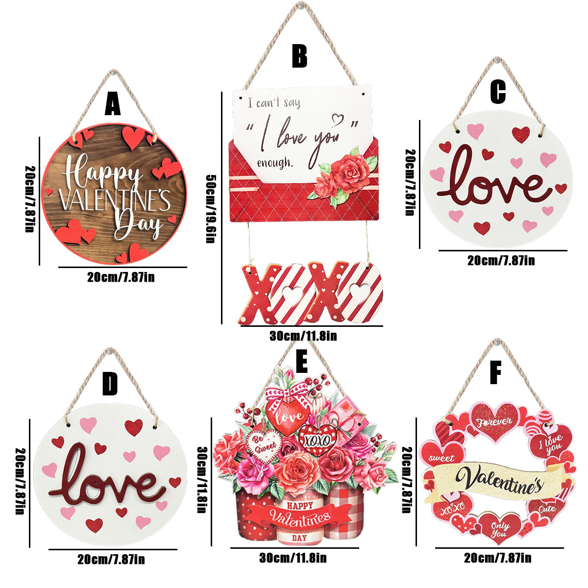 Guirlande de décoration Saint-Valentin en bois à suspendre, pendentif de fête pour la maison