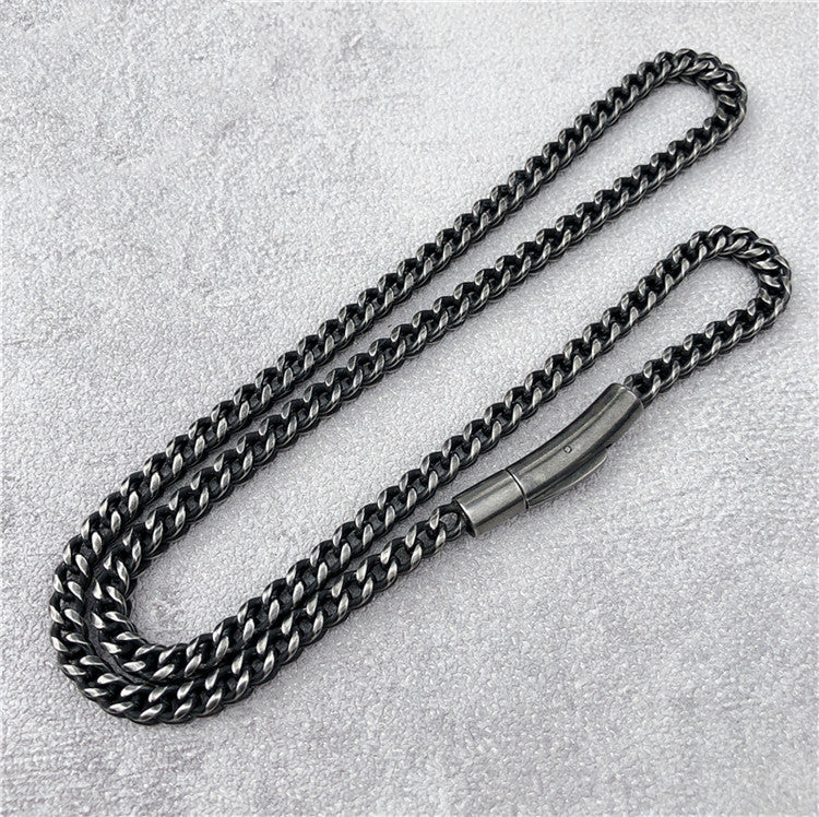 Vintage Smeared Square Keel Chain Titanium Steel Necklace