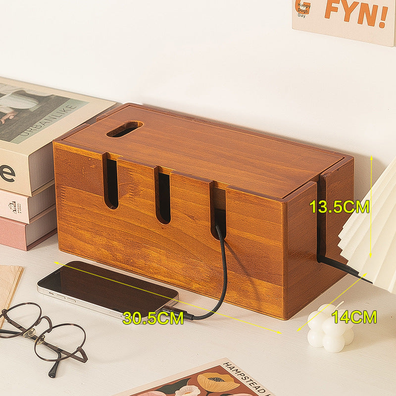 Solid Wood Eco-friendly Cable Management Box Power Strip Storage Box