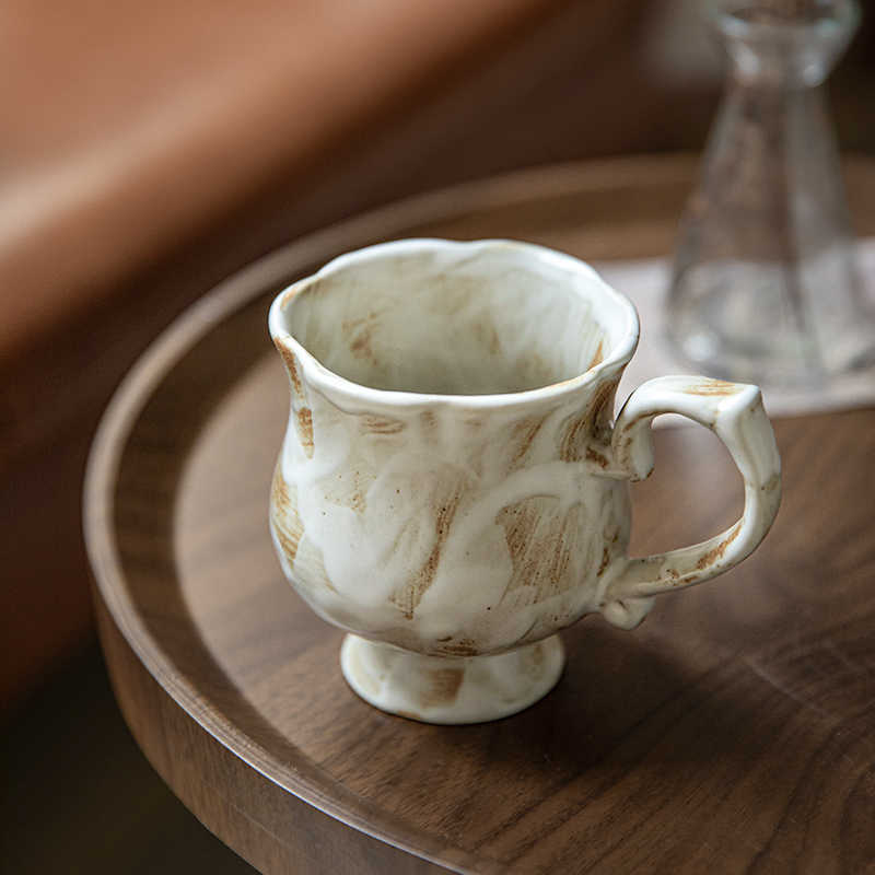 Retro Stoneware Flower Water Cup Coffee Cup