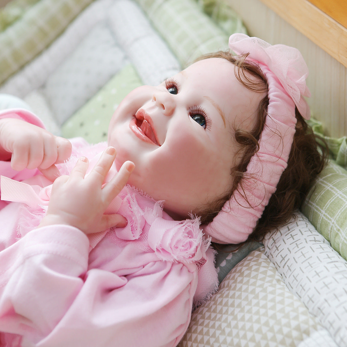 Cute  Acrylic Eyes Smiling Baby Reborn Toy
