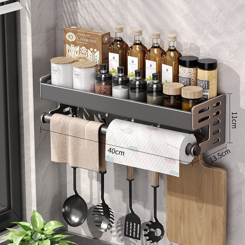 Gun Gray Kitchen Storage Rack Alumimum Punch-free Multi-functional Household