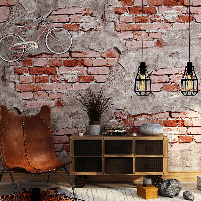 Retro Nostalgic Grey Cement Brick Wall Background Wall Wallpaper