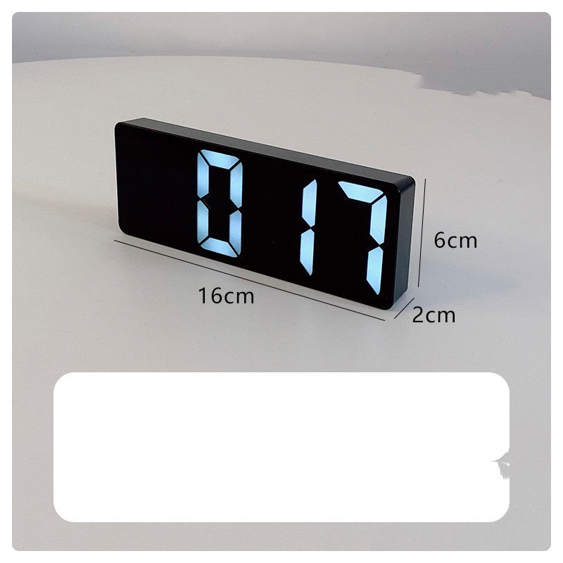 Simple Black And White Mirror Alarm Clock For Students