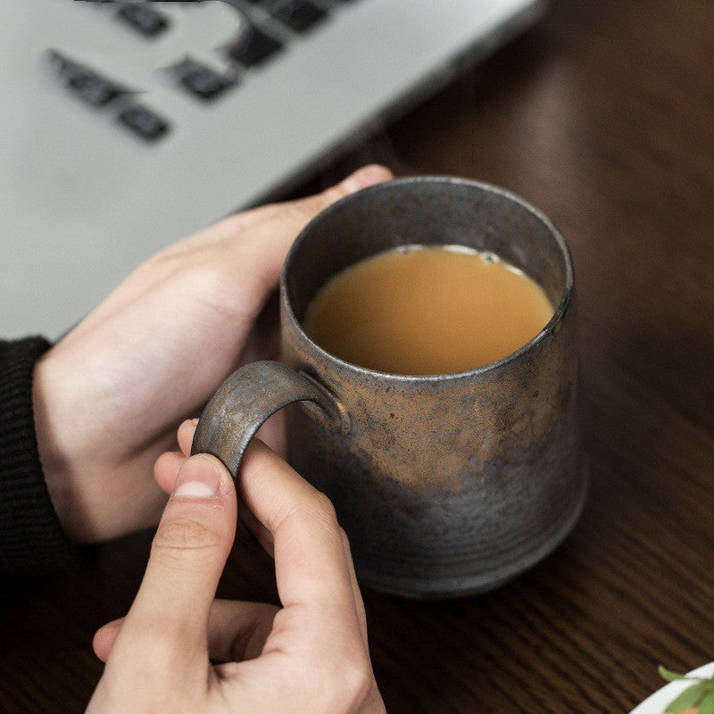 Handmade Japanese Coffee Cup Water Cup Hand Wash Hanging Ear Ceramic Mug Male Industrial Retro Cup
