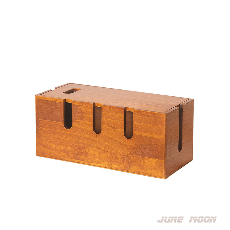 Solid Wood Eco-friendly Cable Management Box Power Strip Storage Box